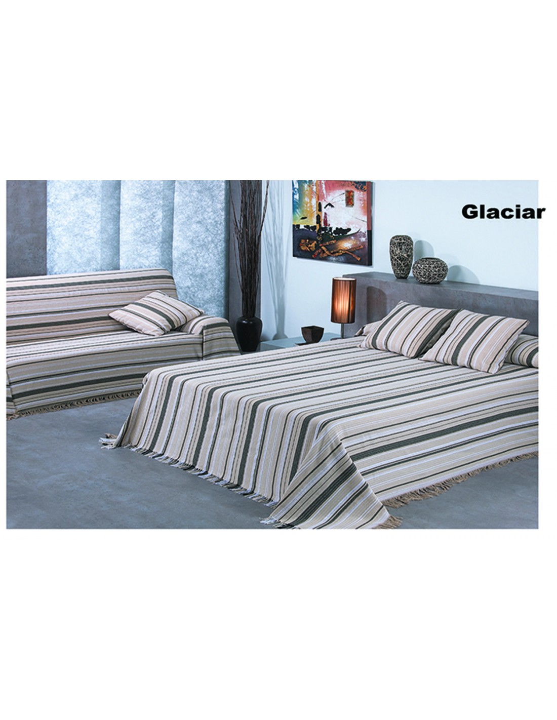 Colcha multiusos cama plaid sofá multiuso Glaciar Tamaño 230x280 (sofa 3  plazas, cama de 135)